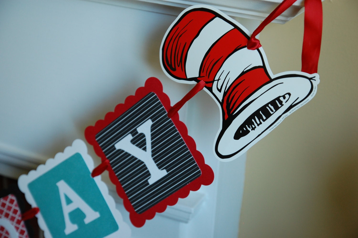 Dr Seuss Inspired Happy Birthday Banner Cat in the Hat Dr
