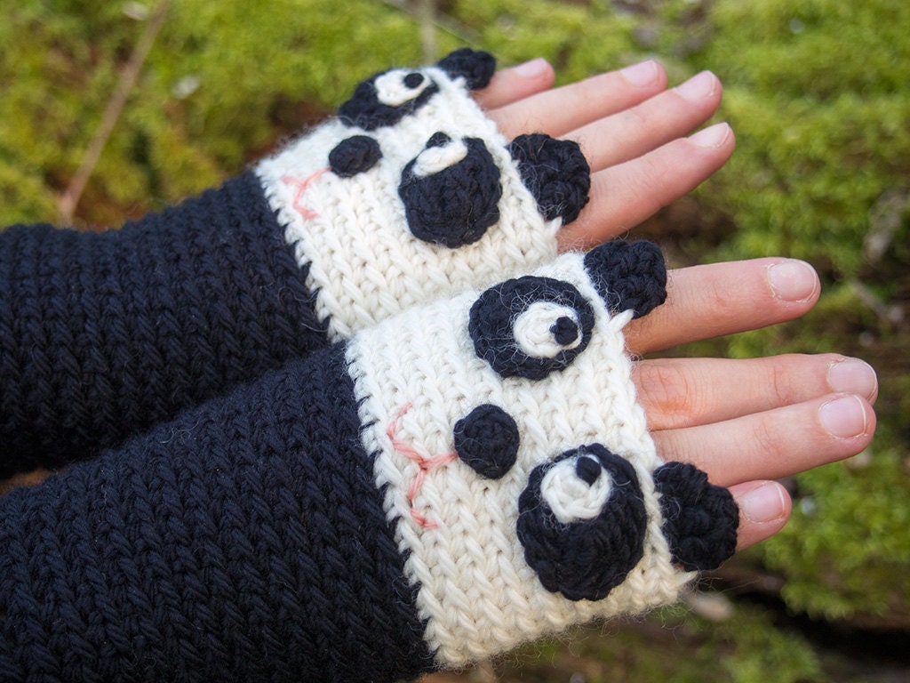 Panda Fingerless Gloves Free Shipping Worldwide