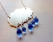 Personal Rain Cloud Necklace - Rainy Day April Showers Cloud Necklace by Weirdly Cute Jewelry