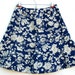 Women's vintage skirt, navy blue and white flower print, knee length, a-line, flared by Fritzi of California, US size 6-8.