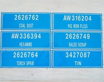 vintage industrial electric blue factory signs (24 in total)