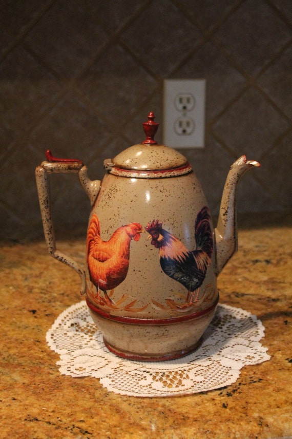 Rooster Tea Pot...Kitchen Decor..Country by CraftsByJoyice ...