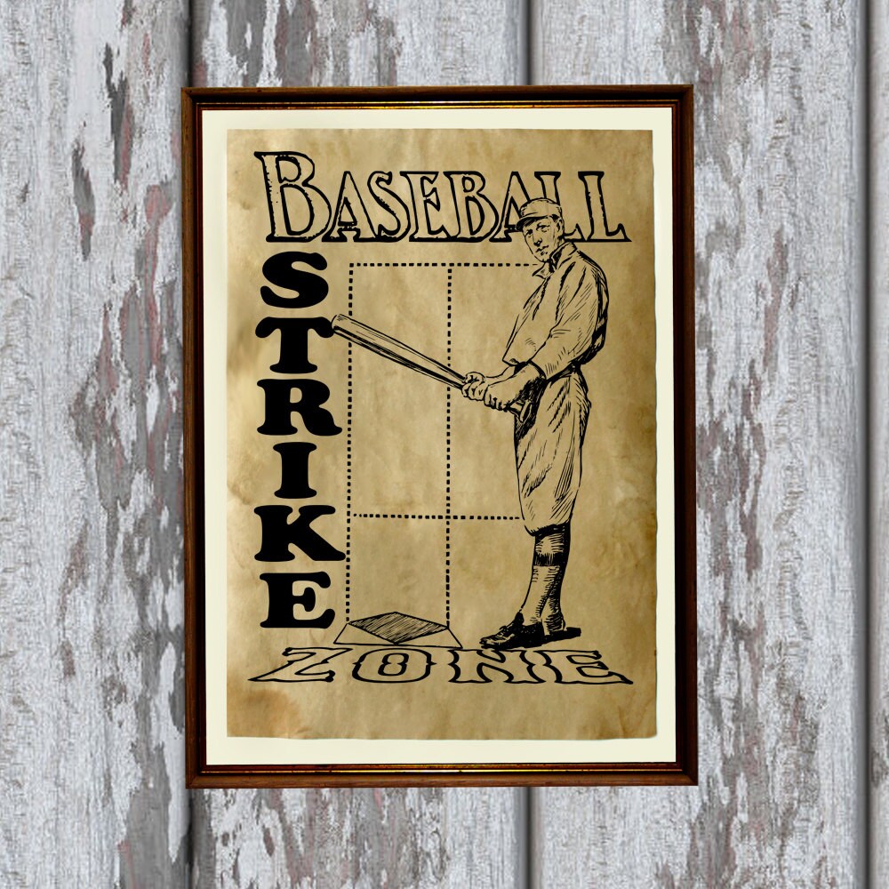 Vintage baseball art print Antique paper Antiqued decor AK331