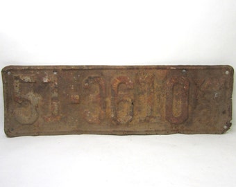 Vintage Kansas Metal License Plate Rusted and Naturally Distressed 1931