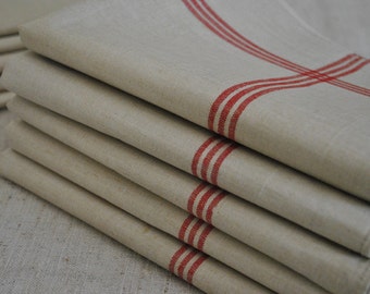 cup t towels  Antique stripes,  Red tea  vintage vintage French with French linen, owels