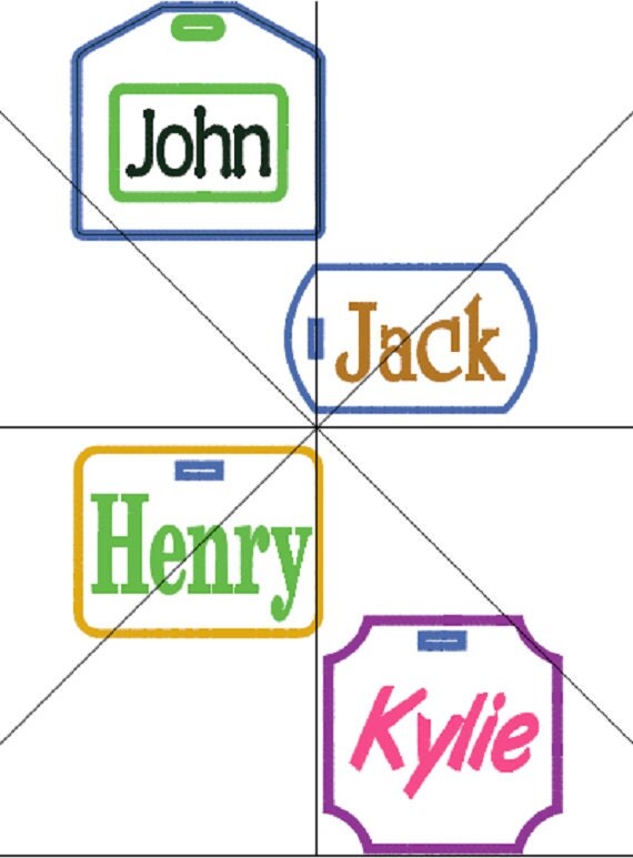 Personalized Custom Name Tag in Fun Shapes with by TousledThread