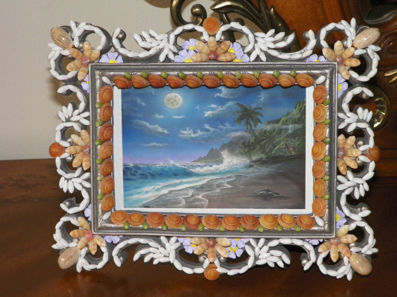 Seashell Picture Frame with Rice Shells