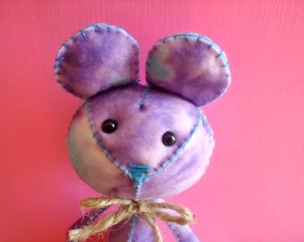 Stuffed Purple and Blue Tie Dye Mouse Plush Plushie Softie Stuffed Animal Ooak Gift Cute Small