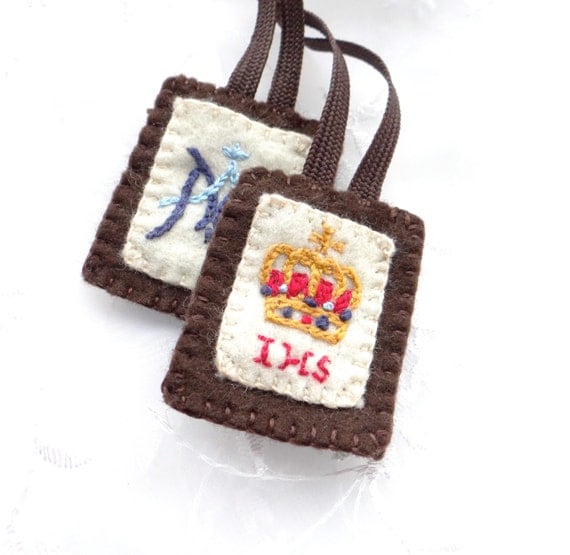 Hand Embroidered All-Wool Scapular