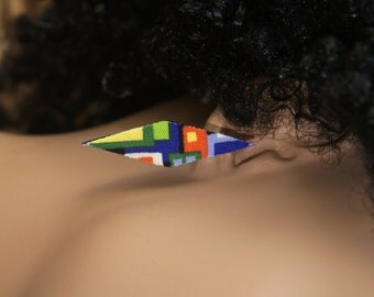 Stud Earrings - Fabric Covered Wood Earrings