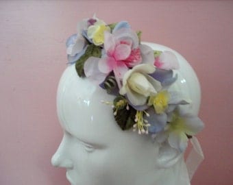 Flower Crown Hair Wreath, Bridal Head Wreath, Lana Del Rey, Floral Fascinator, Fairy Flower Head Band, Wedding Crown