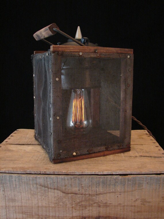 Upcycled Vintage CricketBait Box Rustic Accent Lamp