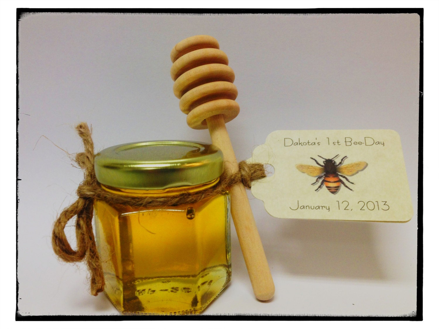 40 qty mini honey favors with personalized tag and 4