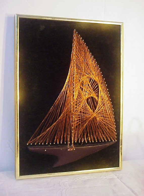 Mid Century Modern Sailboat Copper Wire Metal Art Sculpture