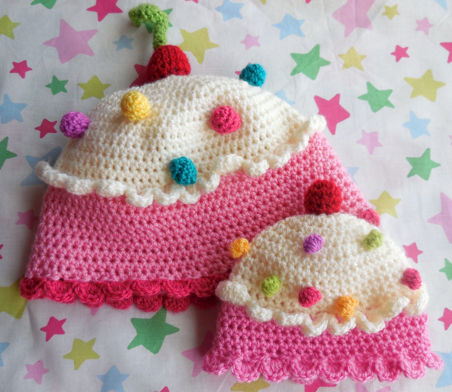 crochet cupcake hat pattern for children and babies written in