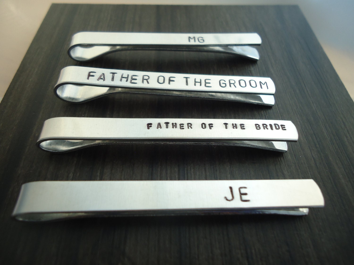 Set of 4 Men's Personalized Tie Clip Tie by MNCreativeDesigns