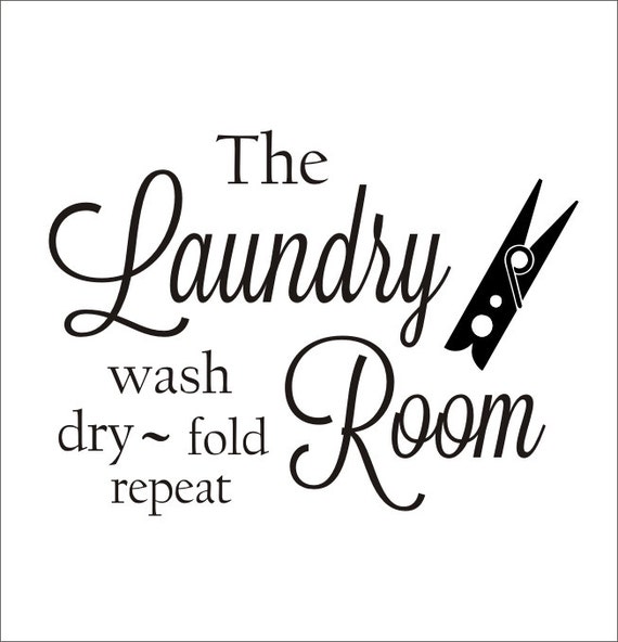 Laundry Room Vinyl Wall Decal with Clothespin Fun Vinyl Decor