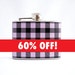 SALE: Violet Plaid Flask - Classic Flannel, Purple / Lavender, Womens, 4 oz Stainless Steel Flask, Velour Bag Included