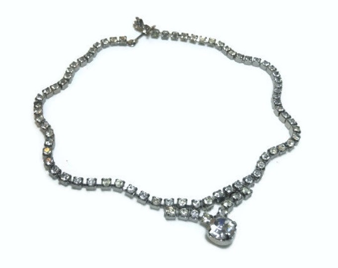 FREE SHIPPING Rhinestone wedding choker with a decorative front drop and Juliana or Kramer style and construction