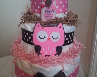 Hot pink ZEBRA mini diaper cake baby shower present decoration