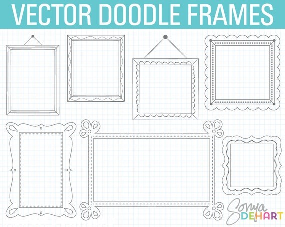 50% OFF SALE Clip Art Doodle Frames Doodle Clipart Frames Commercial Use Labels Instant Download Il_570xn