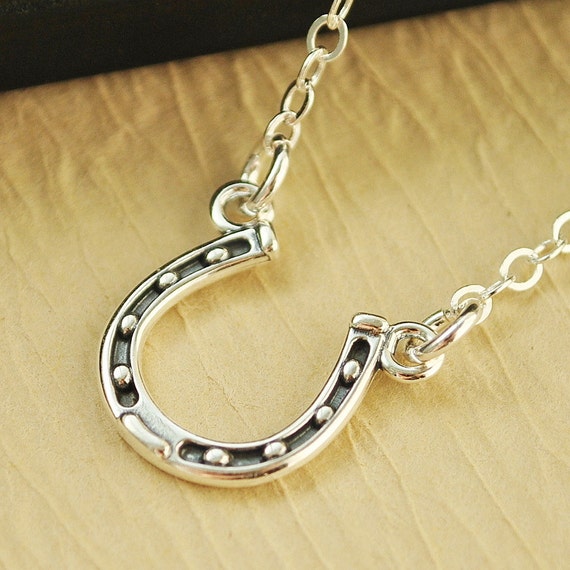 Sterling Silver Horseshoe Necklace Western Wedding Horse