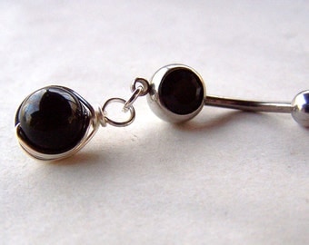 Bellybutton Jewelry Black Onyx Belly Ring Gemstone Belly Button Jewelry Navel Ring Piercing Body Jewelry