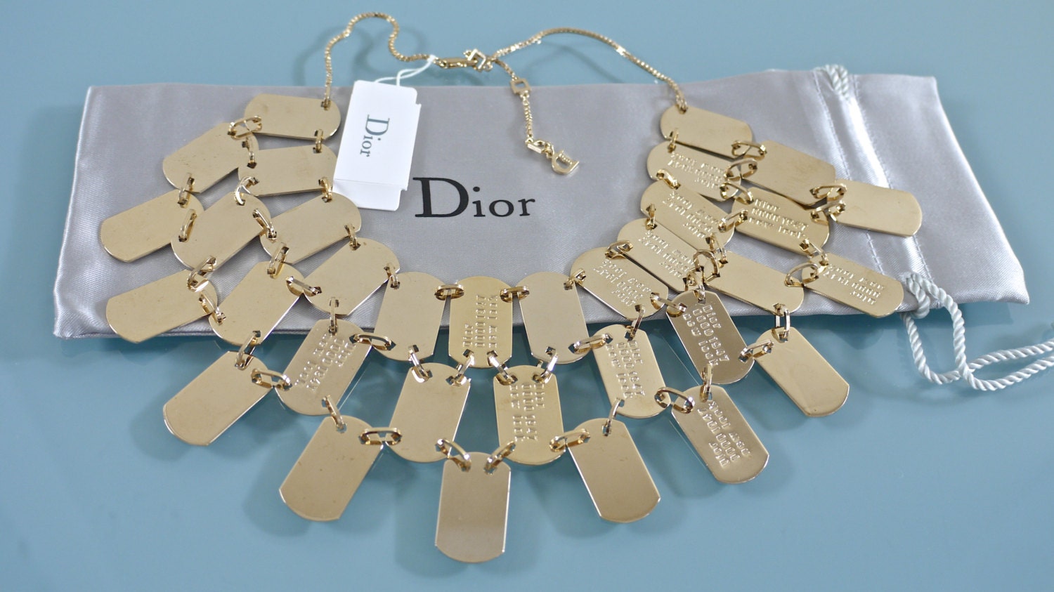 ON LAYAWAY Vintage Christian Dior Dog Tag Tiered Necklace