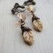 Opaque White Picasso Leaf with Champagne/Gold Melon Czech Beads Clip on
