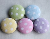 PASTEL DOTS polka dot fabric button magnet, nursery magnet, covered button magnet -- set of 5 Il_170x135