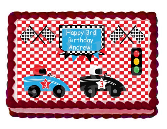 Race Cars Cake Topper 1/4 sheet Custom Design by topAcake on Etsy