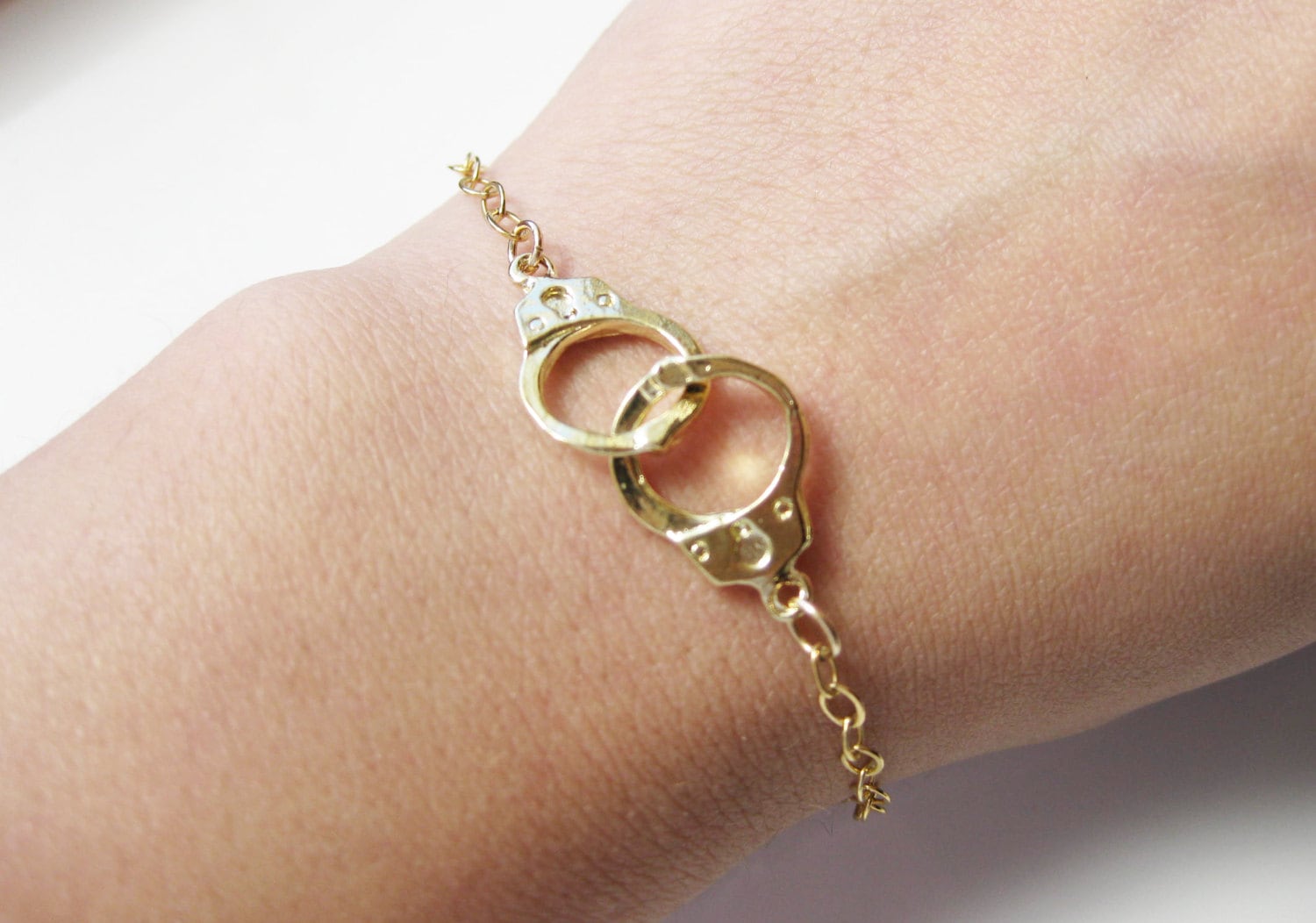 Gold Plated Handcuffs Charm Bracelet