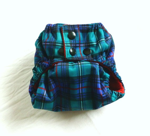 Tartan Plaid One-Size PUL pocket cloth diaper with Microfleece & inserts