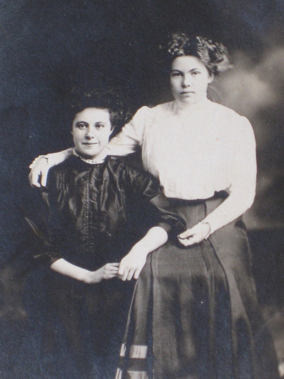 Items similar to Antique RPPC Photo Postcard of Two Edwardian Young ...