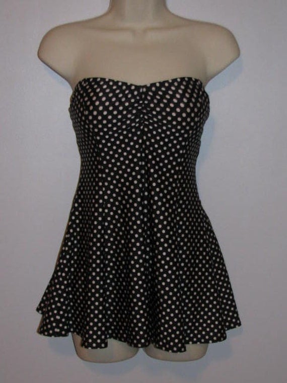 POLKA DOT Swim Dress // Strapless Gottex SWIMSUIT One Piece