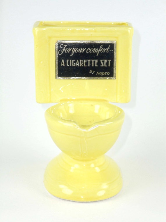 Rare Yellow Toilet Ashtray Cigarette Holder Napco Artmark