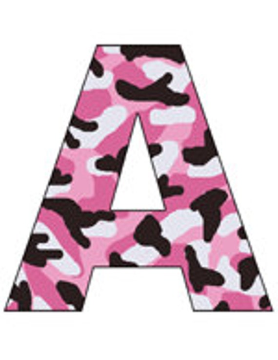 pink camo alphabet letter wall decals girls room decor