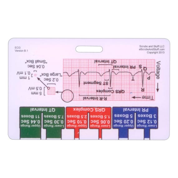 Ekg Ruler Badge Pocket Card Horizontal For Nurse Paramedic EMT