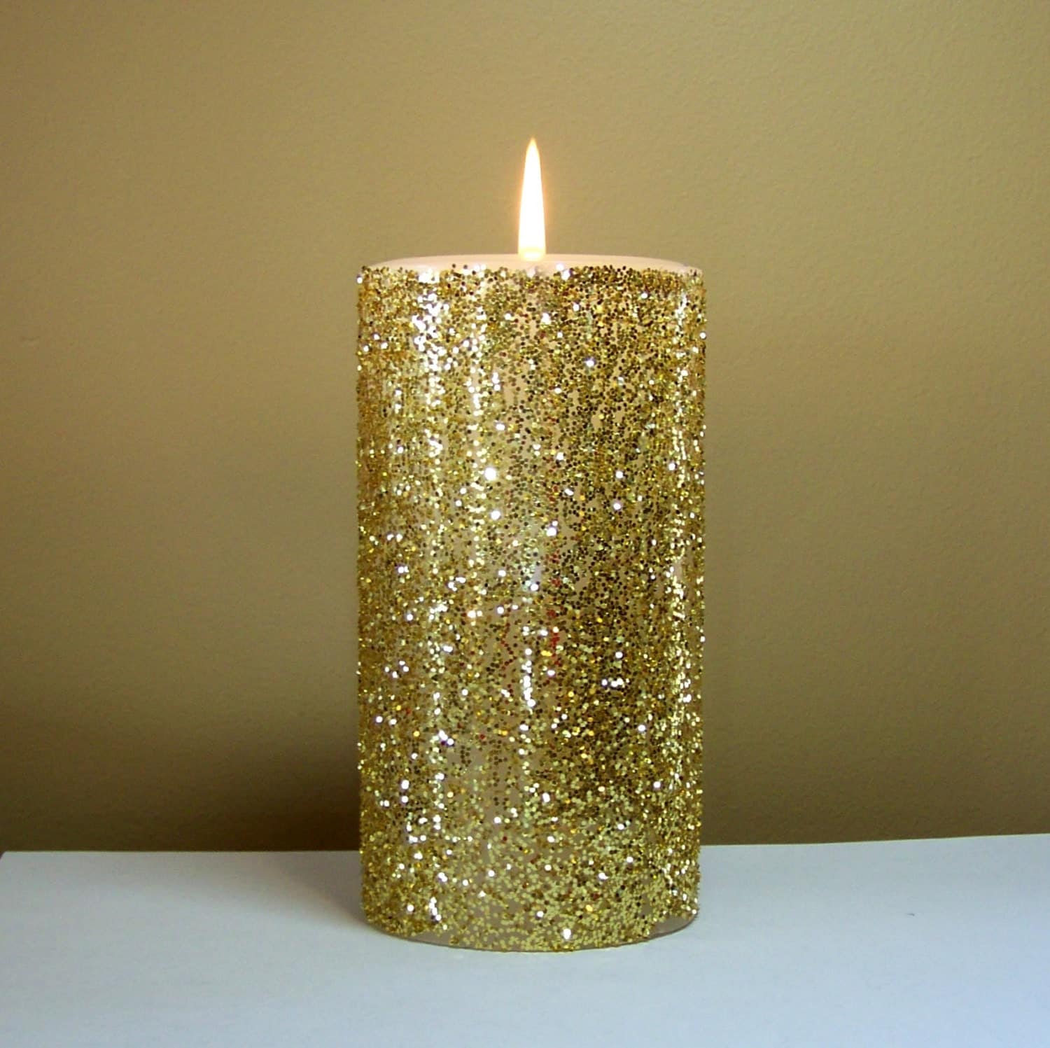 Gold Glitter Pillar Candle Wedding Candles by StillWaterCandles - DIY 