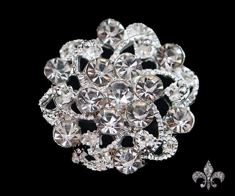 Rhinestone Button 5pc Rhinestone Crystal Button by BeCrafty4Less