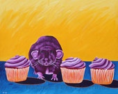 Pet Rat Art Cute Purple Rat Acrylic Painting Kitchen Wall Art Nursery Wall Art Cupcake Painting Rat Lover Gift Still Life Painting