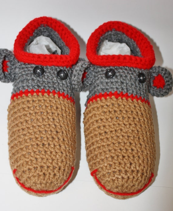 mens sock monkey slippers