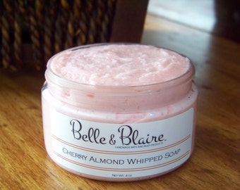 Cherry Almond Whipped Soap/Sugar Scrub- Black Cherries, Almonds- 4oz