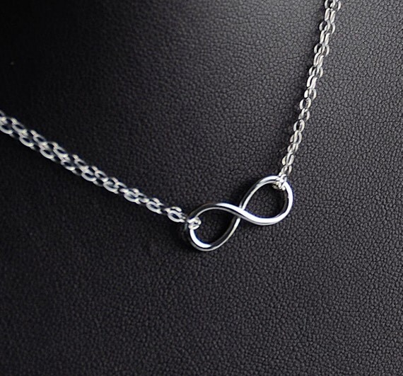 Sterling SILVER Double Chain Infinity Necklace Small Eternity