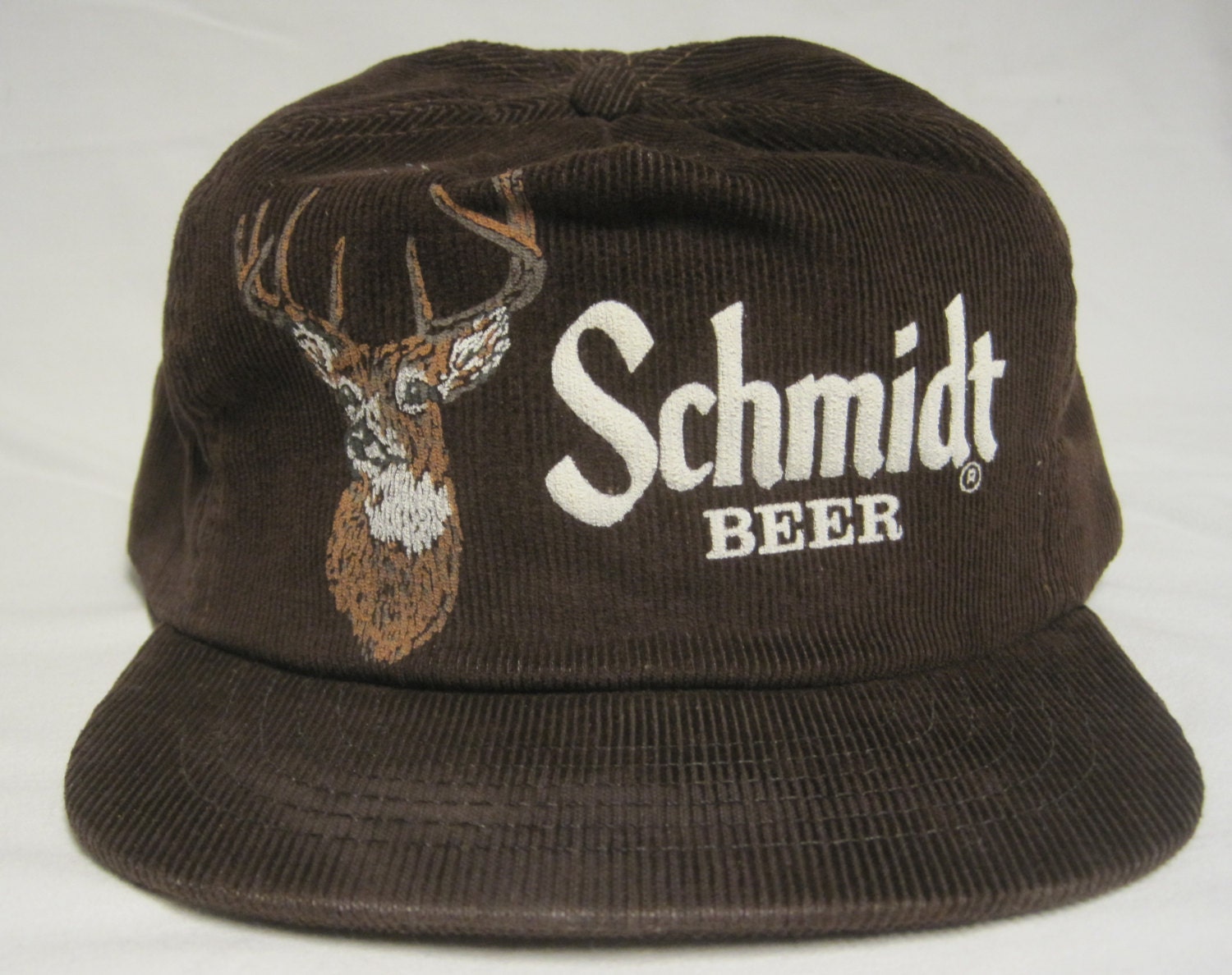 Vintage Schmidt Beer corduroy Trucker Hunter Hat snapback