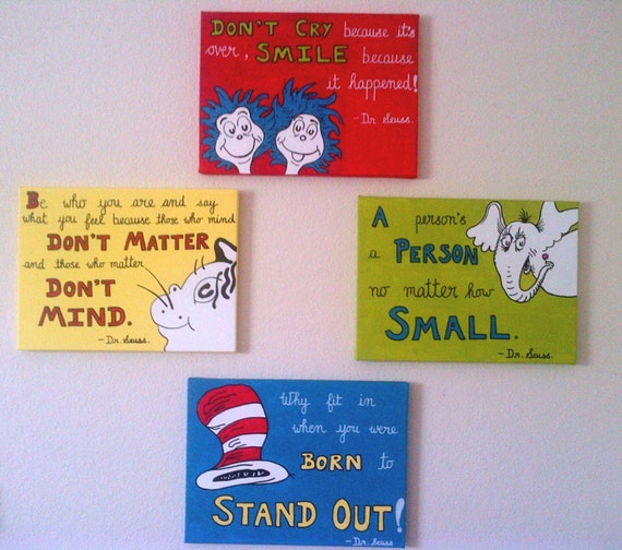 Items similar to 12x16 Dr Seuss quote paintings - acrylic on a 12x16 ...