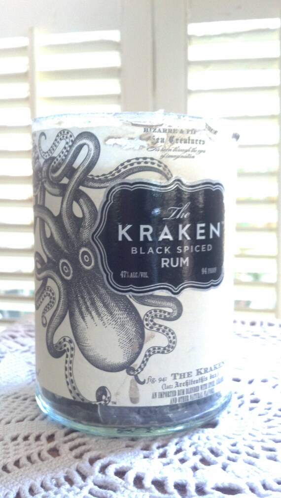 The Kraken Black spiced Rum Candle 750ml Glass bottle