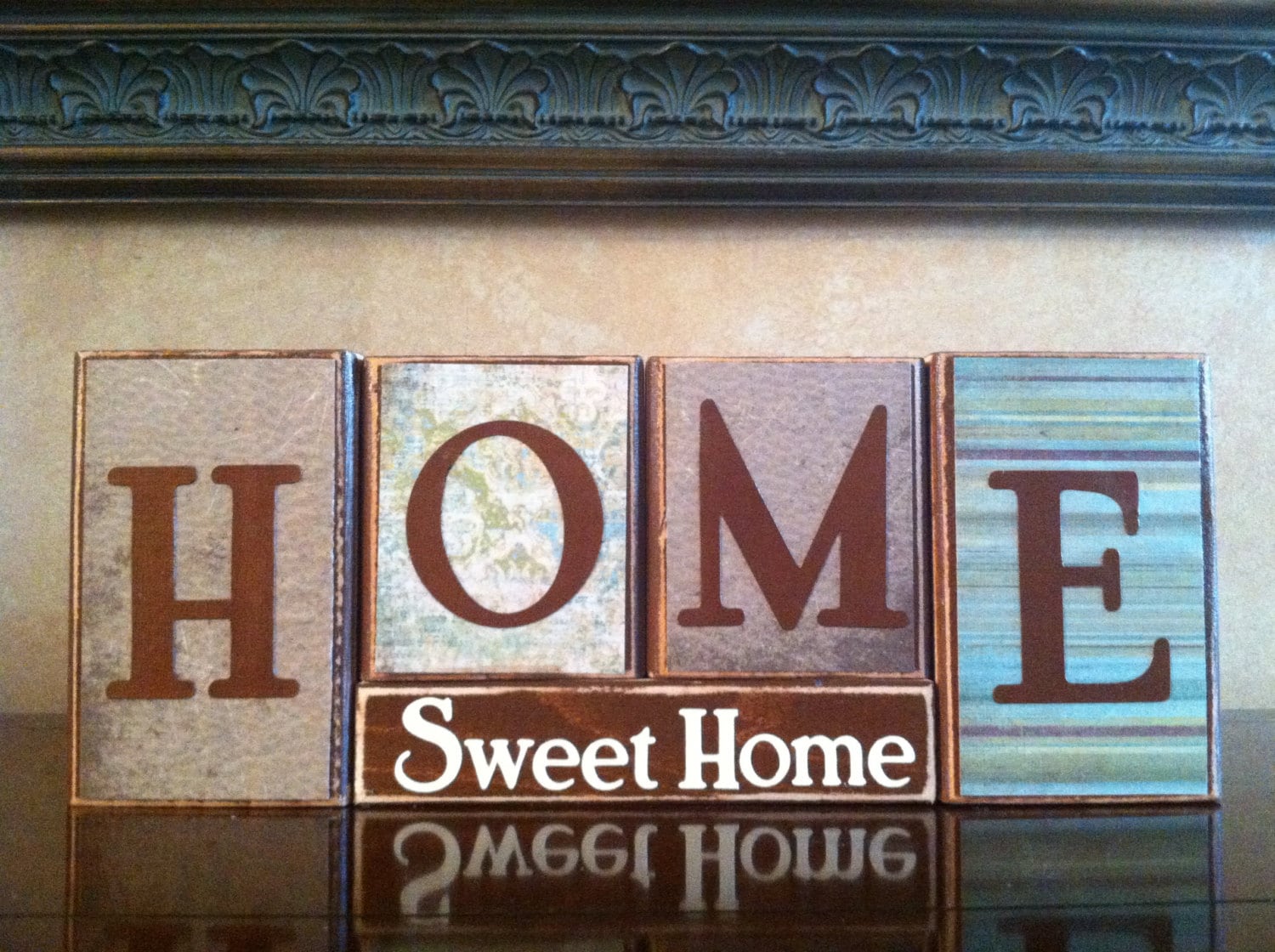 HOME SWEET HOME wood blocks wood sign Home Decor Fireplace