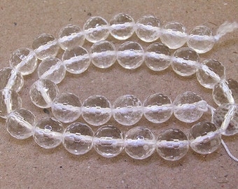 Natural Faceted clear Crystal Quartz Gemstone Beads ----- 11mm ----- about 37Pieces ----- gemstone beads--- 15.5" in length