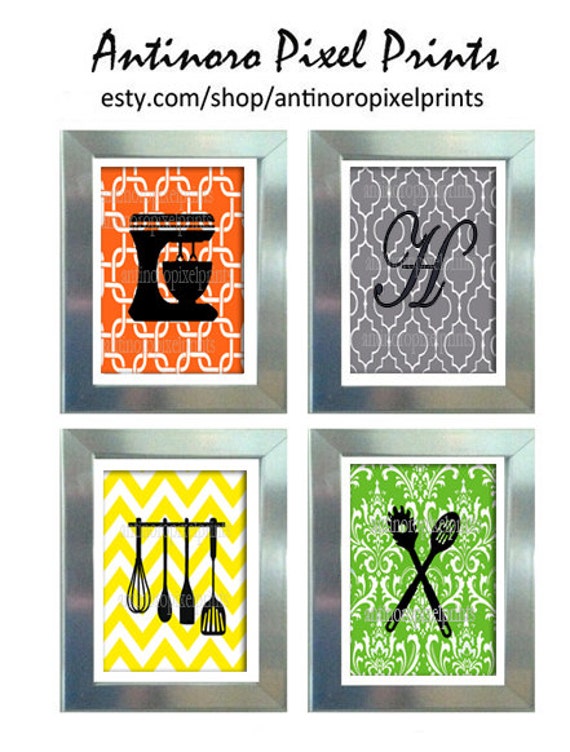 Digital Monogram Kitchen Tool Art Collection -Set of (4) - 8x11 ... Digital Monogram Kitchen Tool Art Collection -Set of (4) - 8x11 ...